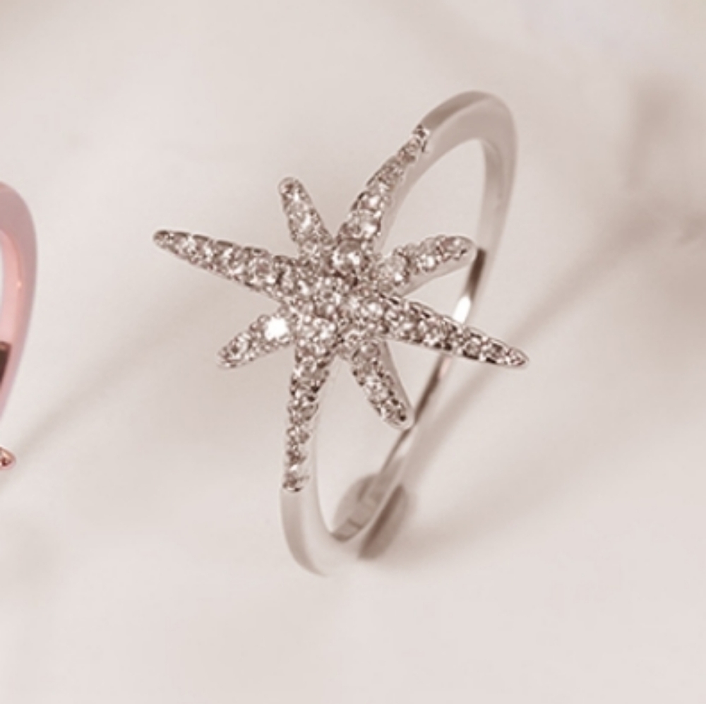 Silver CZ Star Ring